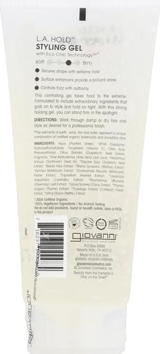 Giovanni Styling Gel L.A. Natural textured finish on damp hair.