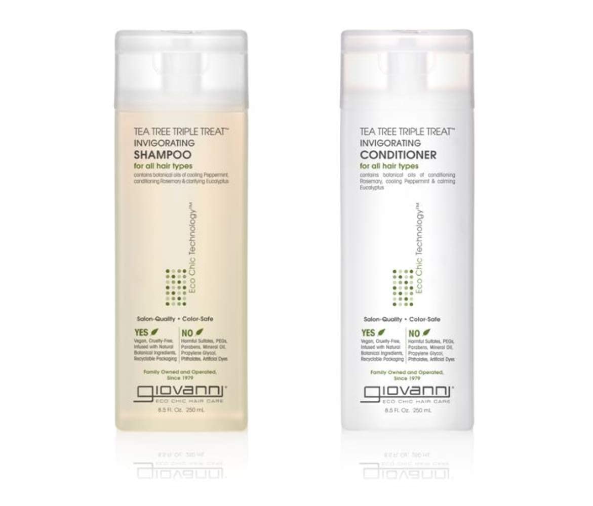 GIOVANNI Tea Tree Triple Treat duo front view for salon-quality scalp care at home