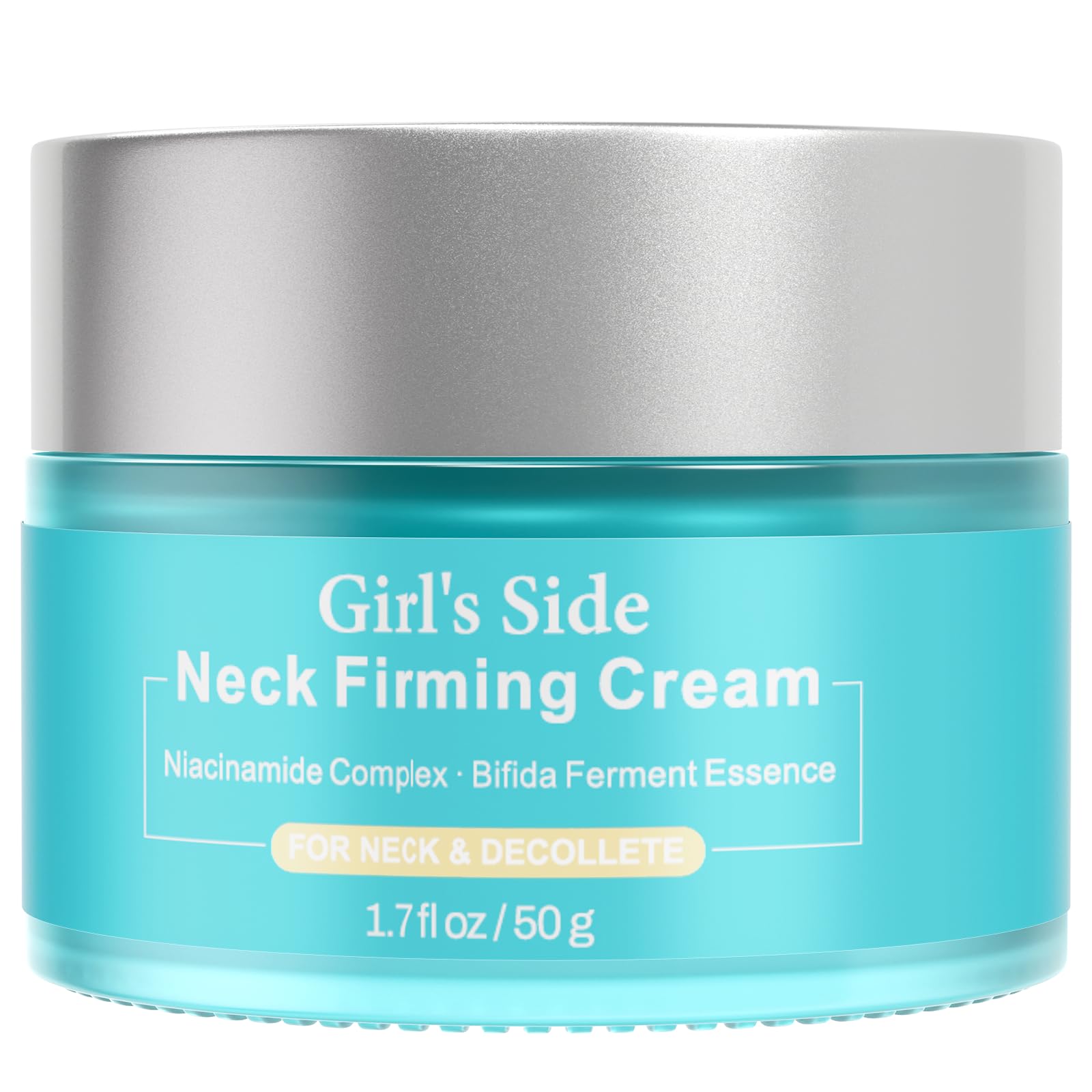 Girl's side crema reafirmante cuello, tubo cercano para aplicación precisa.