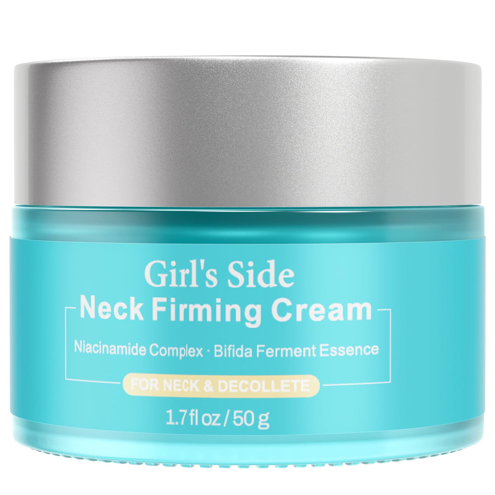 Girl's side crema reafirmante cuello, tubo cercano para aplicación precisa.
