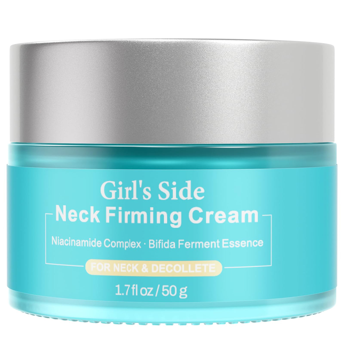 Girl's side crema reafirmante cuello, tubo cercano para aplicación precisa.