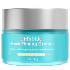 Girl's side crema reafirmante cuello, tubo cercano para aplicación precisa.