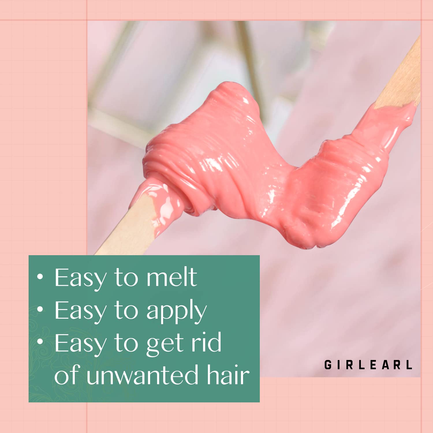 GIRLEARLE rose formula wax beads for facial waxing and eyebrow shaping at home