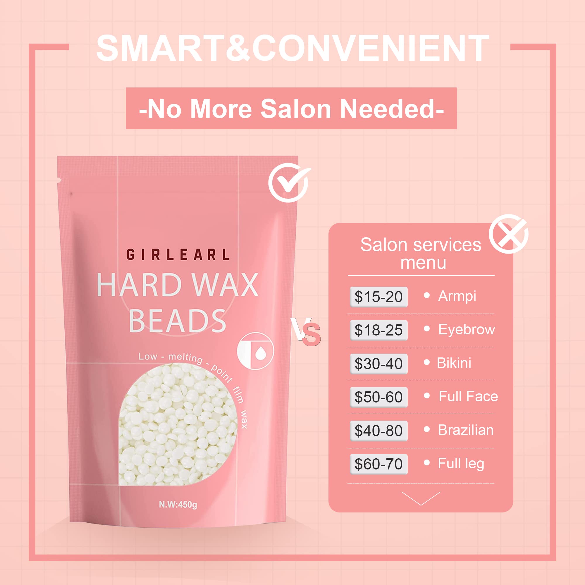 GIRLEARLE home waxing setup compatible beads for home salon use