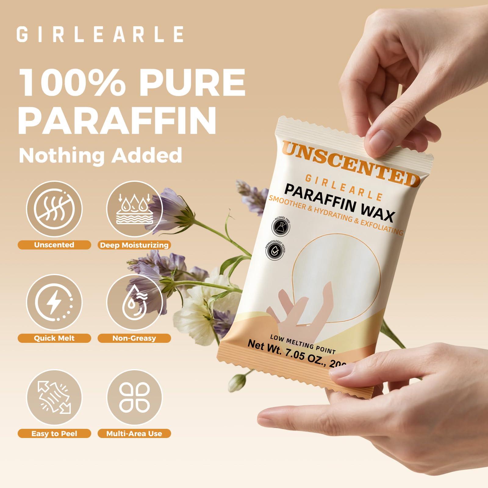 Ten 200g GIRLEARLE wax blocks laid out for long-term hands and feet care