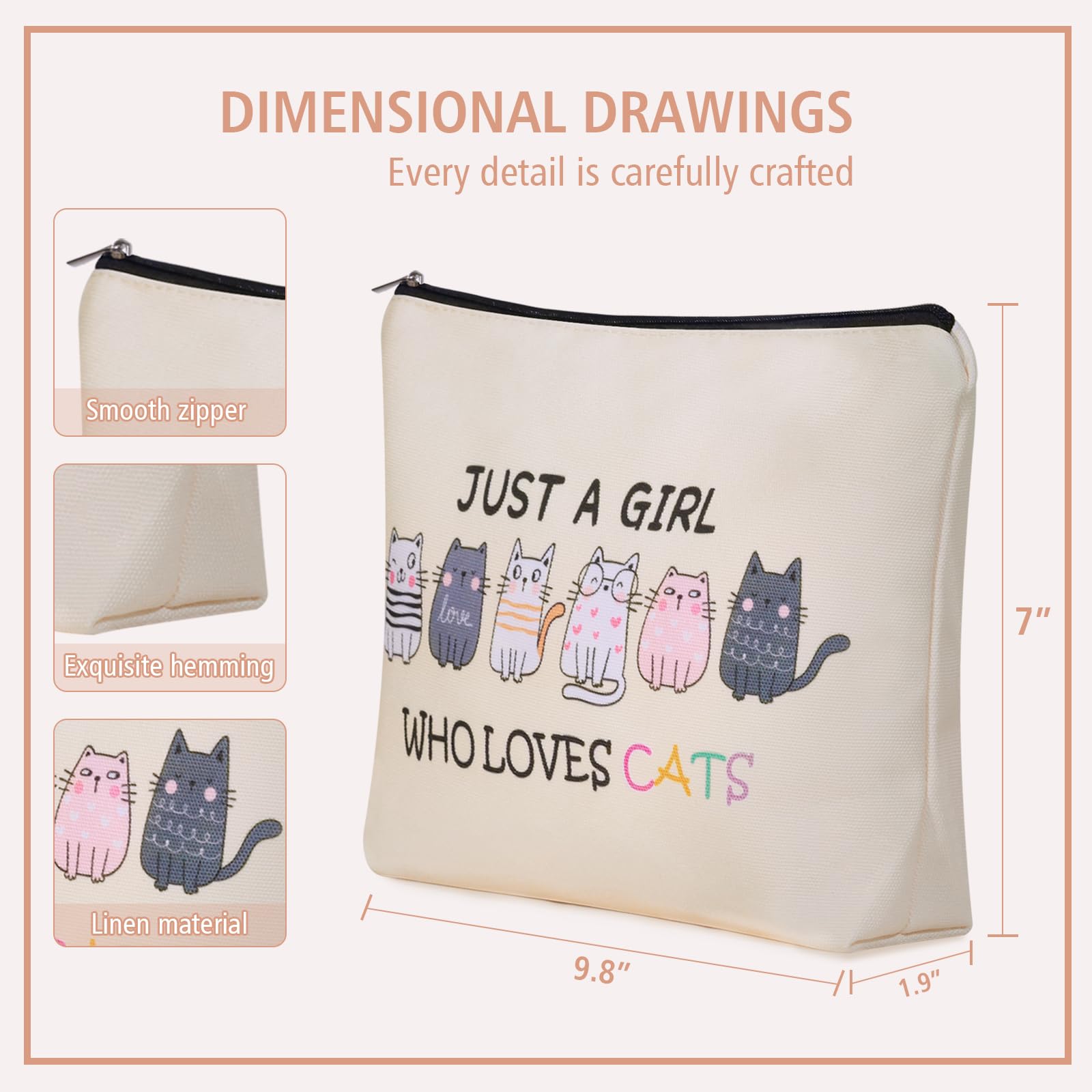 Girlly Cat Makeup Bag travel-friendly design simplifies packing for trips.