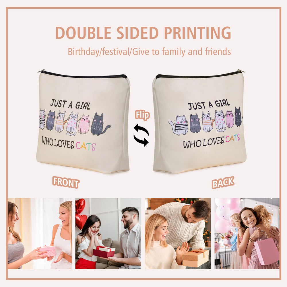 Girlly Cat Makeup Bag durable stitching withstands daily use.