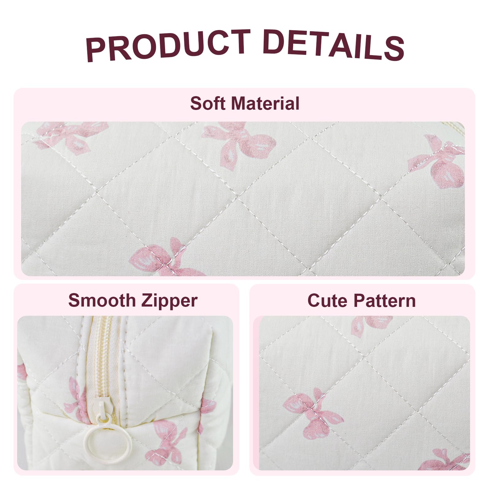 GISMTR cotton makeup pouch, large capacity for lipstick, brushes, and skincare on the go