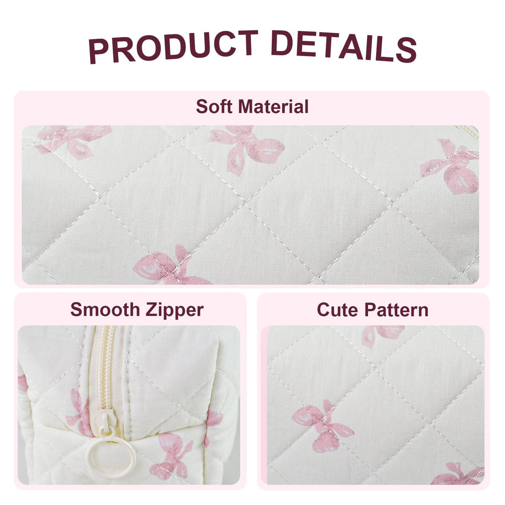GISMTR cotton makeup pouch, large capacity for lipstick, brushes, and skincare on the go