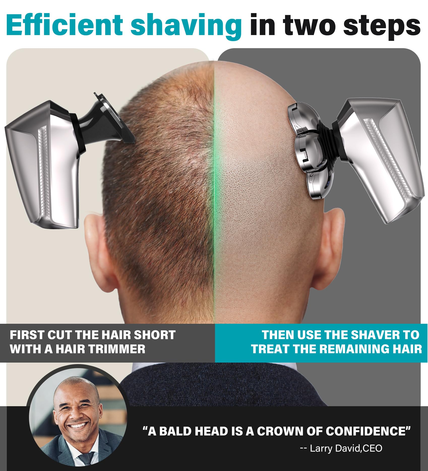 Gisaae 7D head set adapts to hair lengths for efficient shaving.