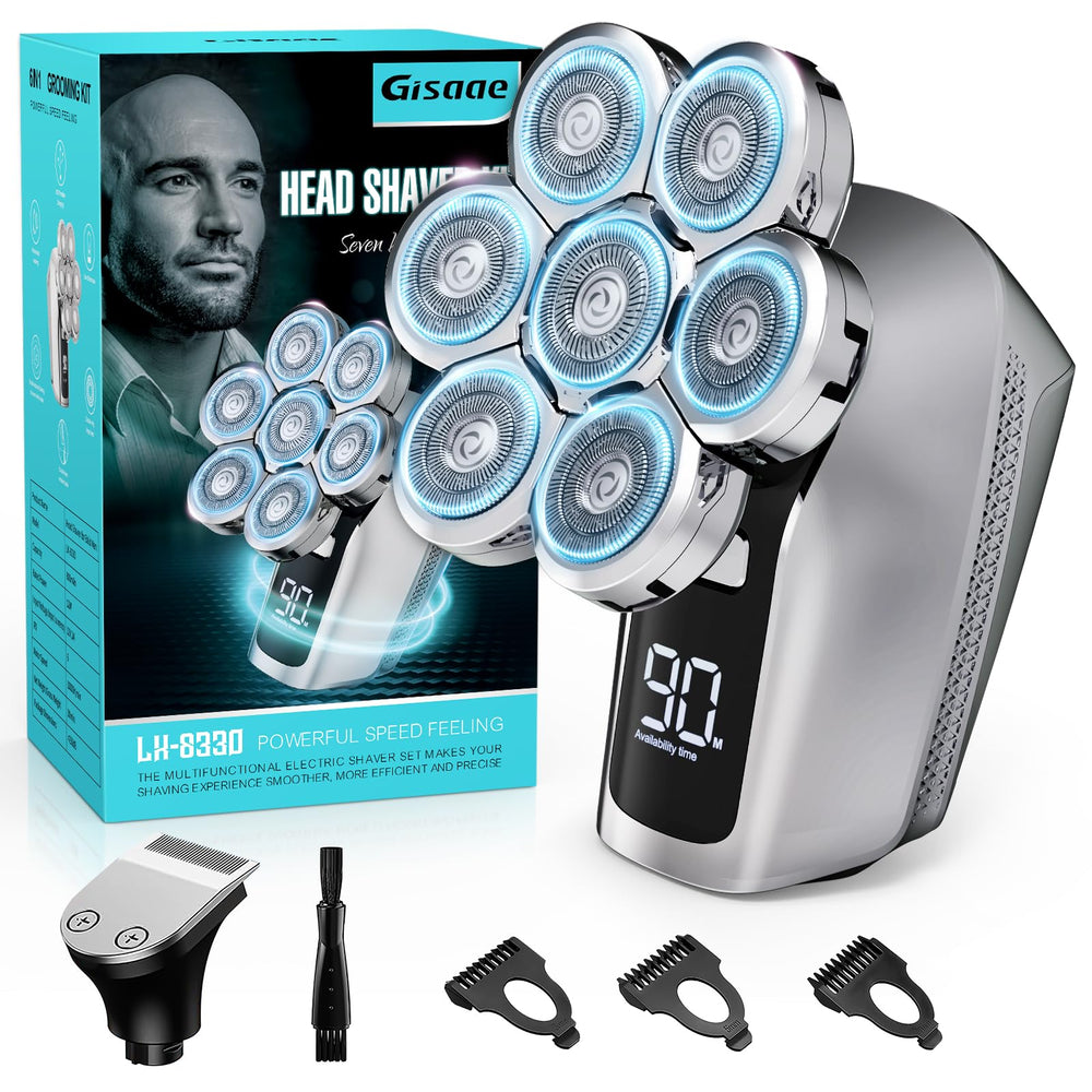 Gisaae head shaver front view with ergonomic grip for precise shaving.