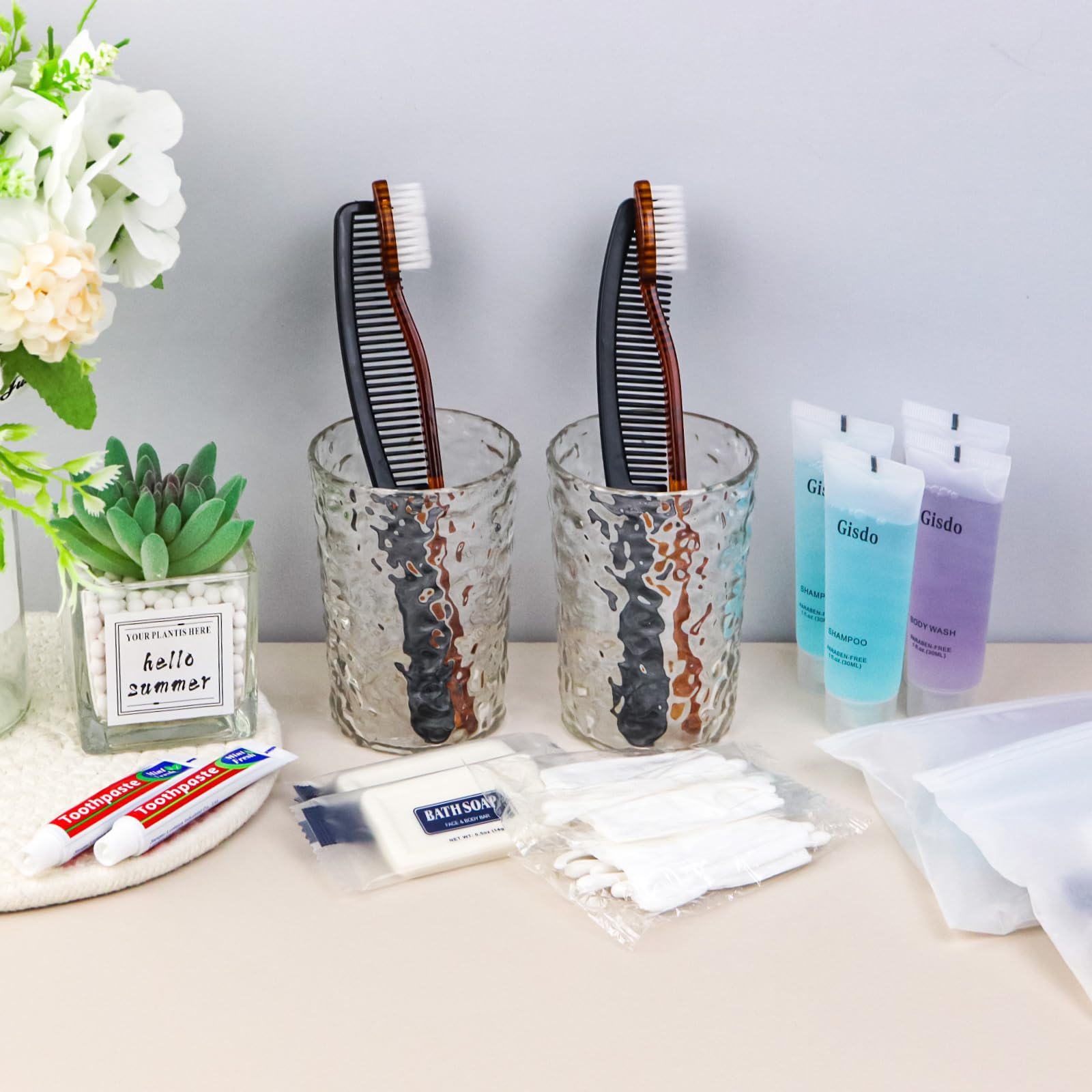 Gisdo toothbrushes and supplies organized for daily hygiene on the go