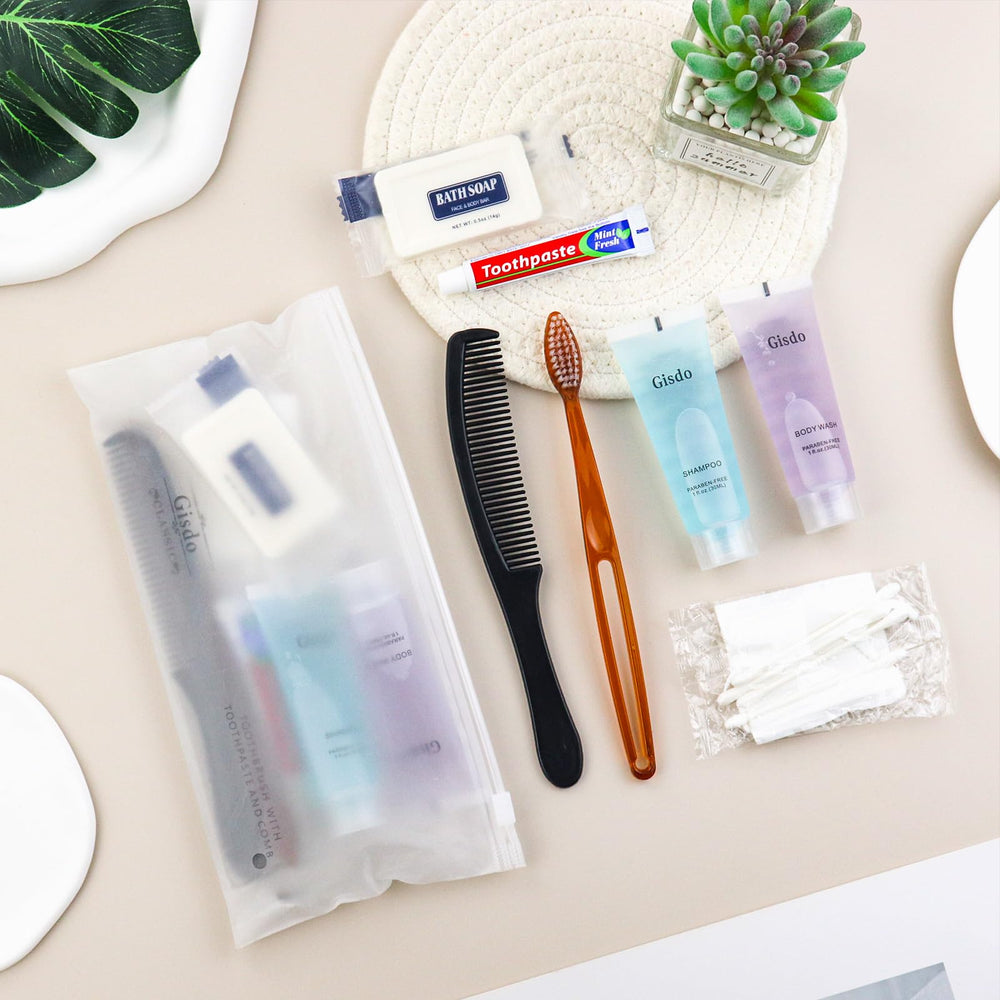 Gisdo toothpaste and essentials arranged for quick use during travel
