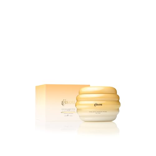 Gisou Honey Gloss Ceramide Therapy Mask texture close-up showing creamy formula for easy application.