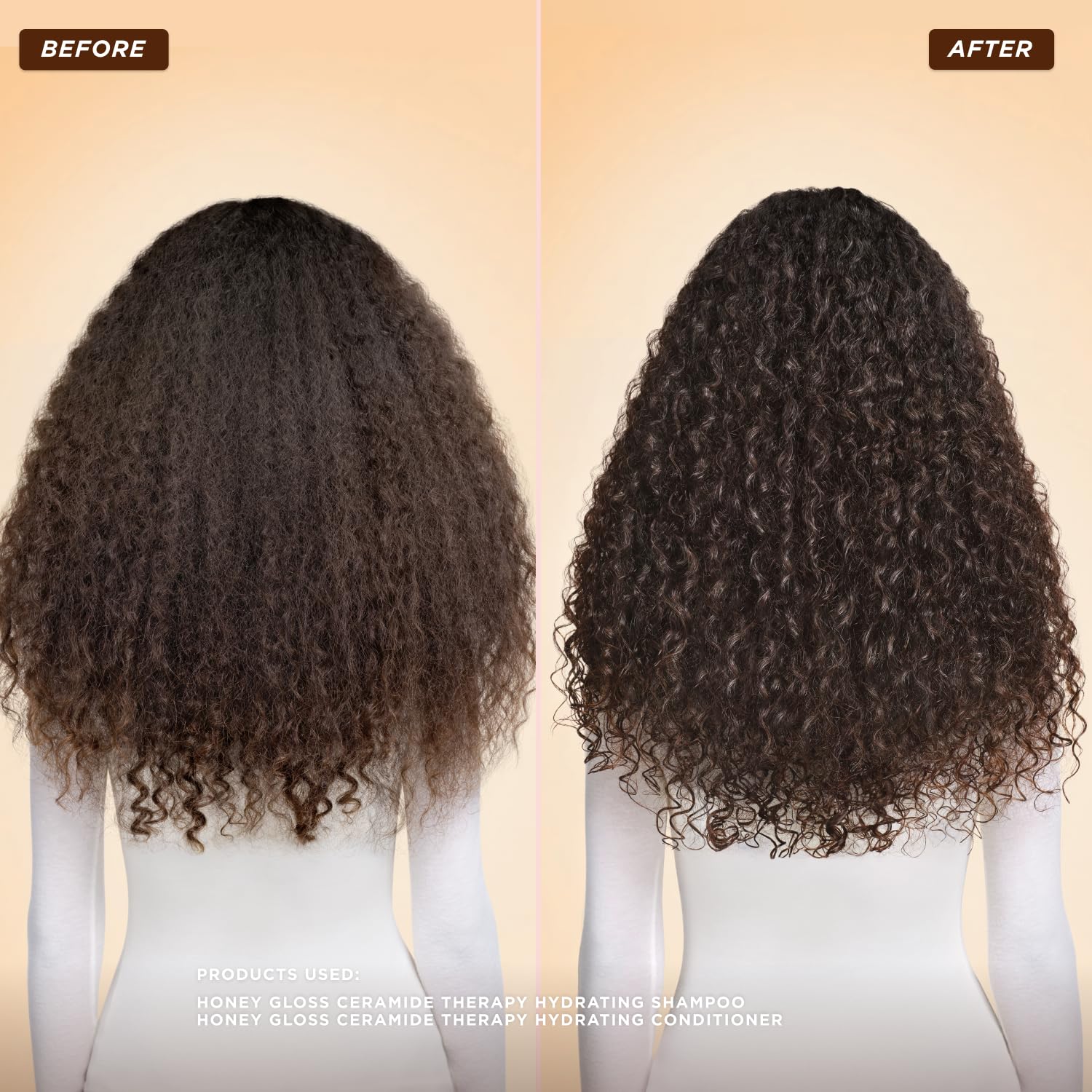 Ceramide rich formula close-up illustrating strengthened hair barrier and elasticity.