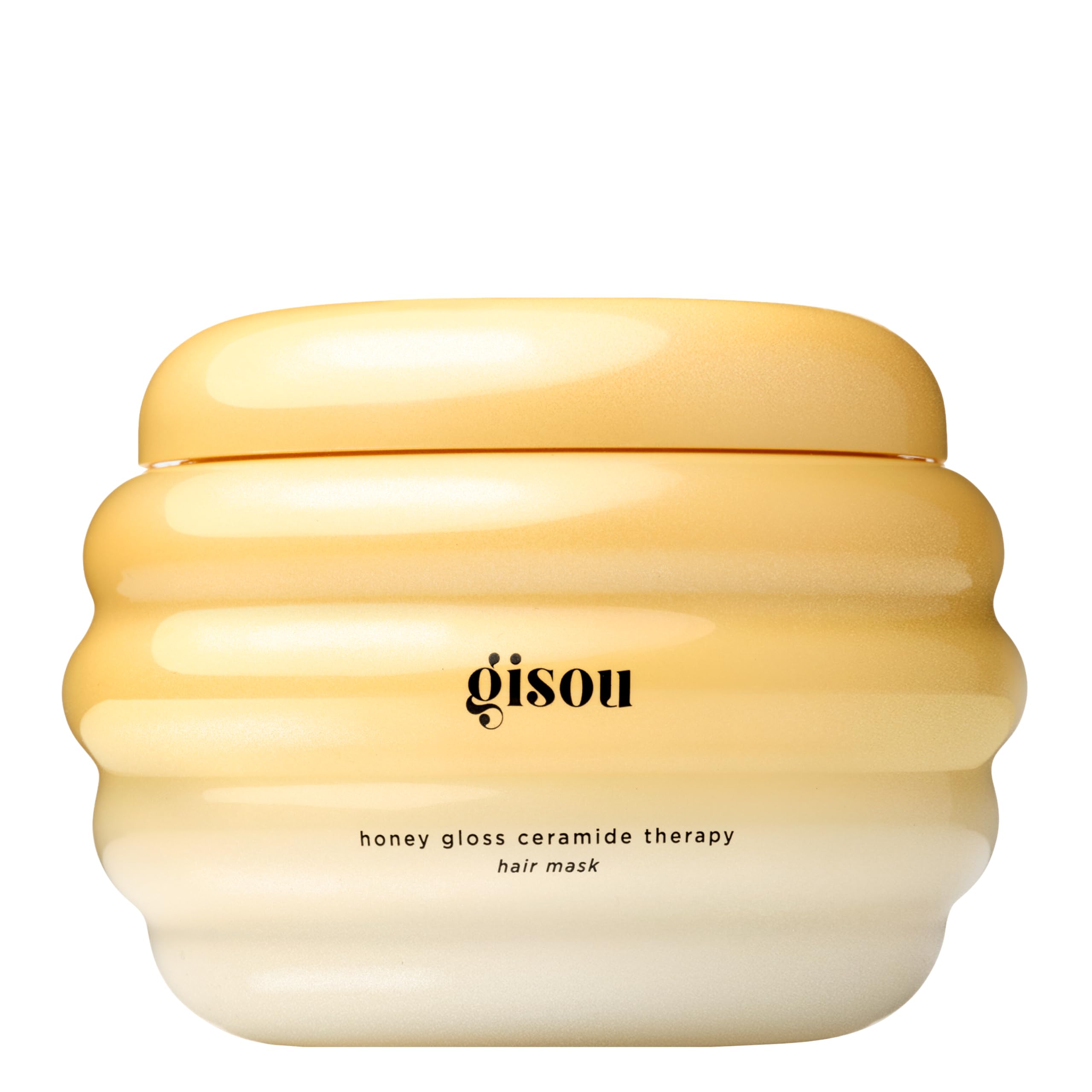 Gisou Honey Gloss Ceramide Therapy Mask bottle delivering rich hydration for glossy hair.