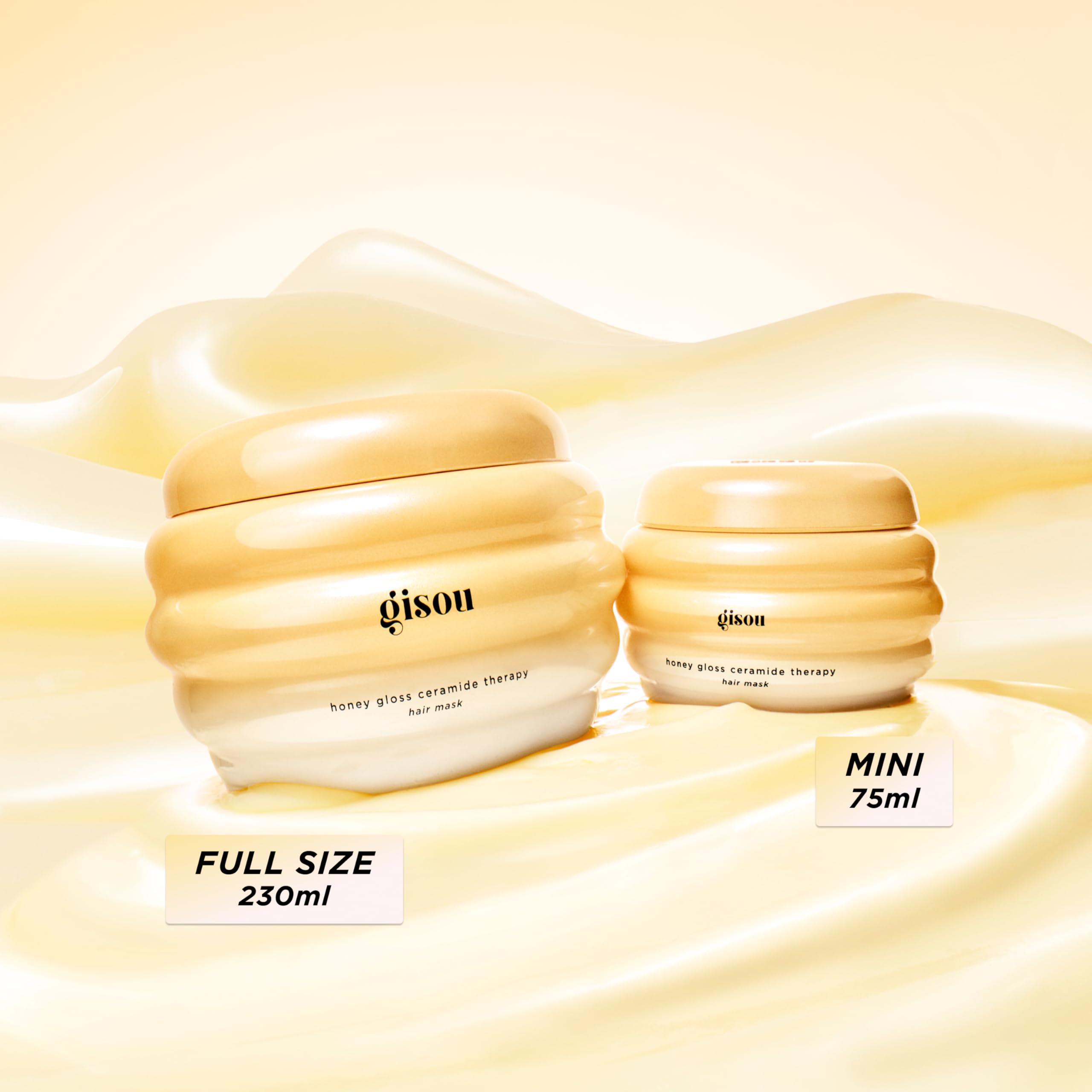 Gisou Honey Gloss Ceramide Therapy Mask icon highlights 97% naturally derived formula for moisture.