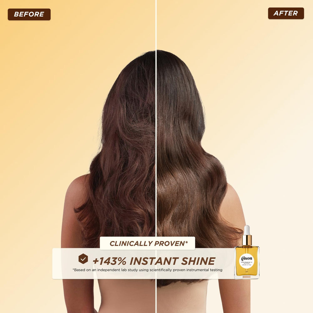 Gisou Honey Infused Hair Oil provides heat protection up to 450°F for styling.