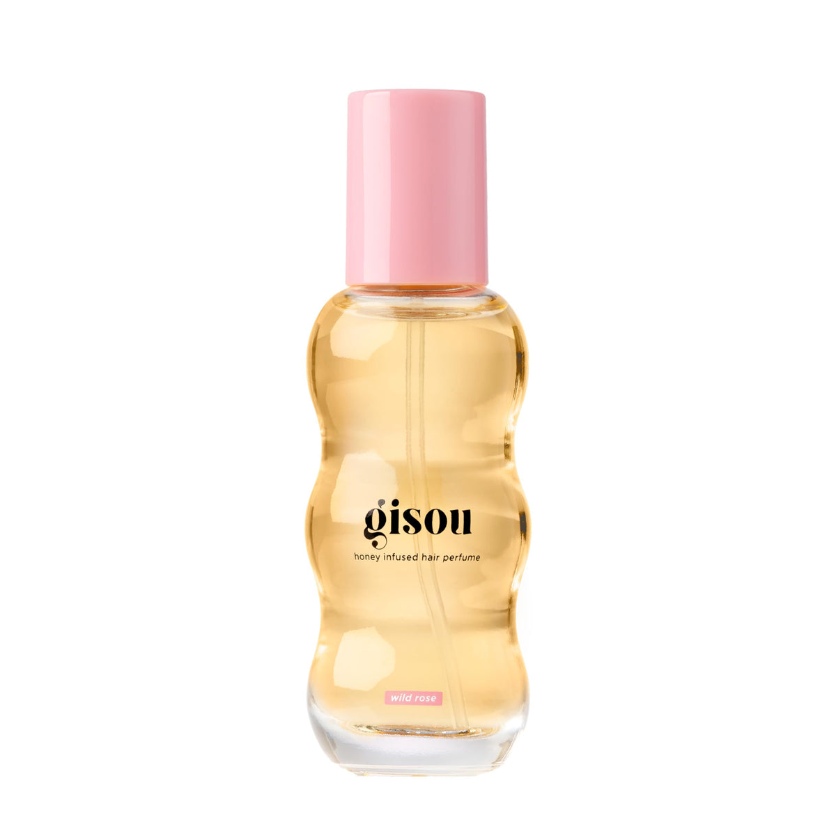 Gisou Honey Infused Hair Perfume Wild Rose bottle delivers hydrating shine
