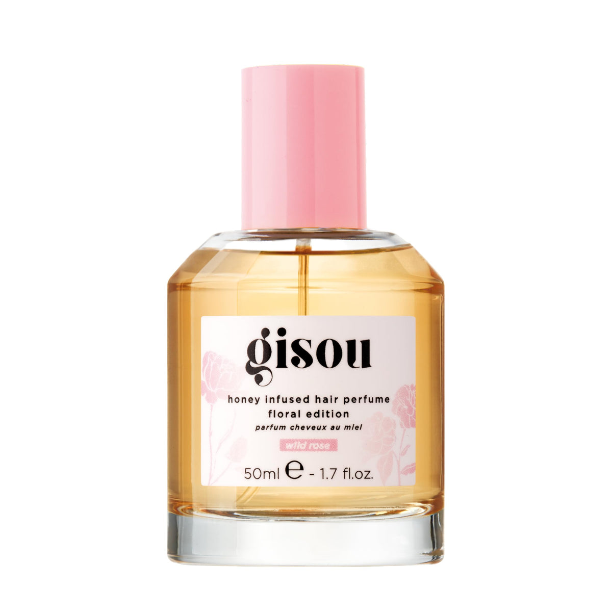 Gisou Honey Infused Hair Perfume Wild Rose bottle offers daily refresh and subtle shine.