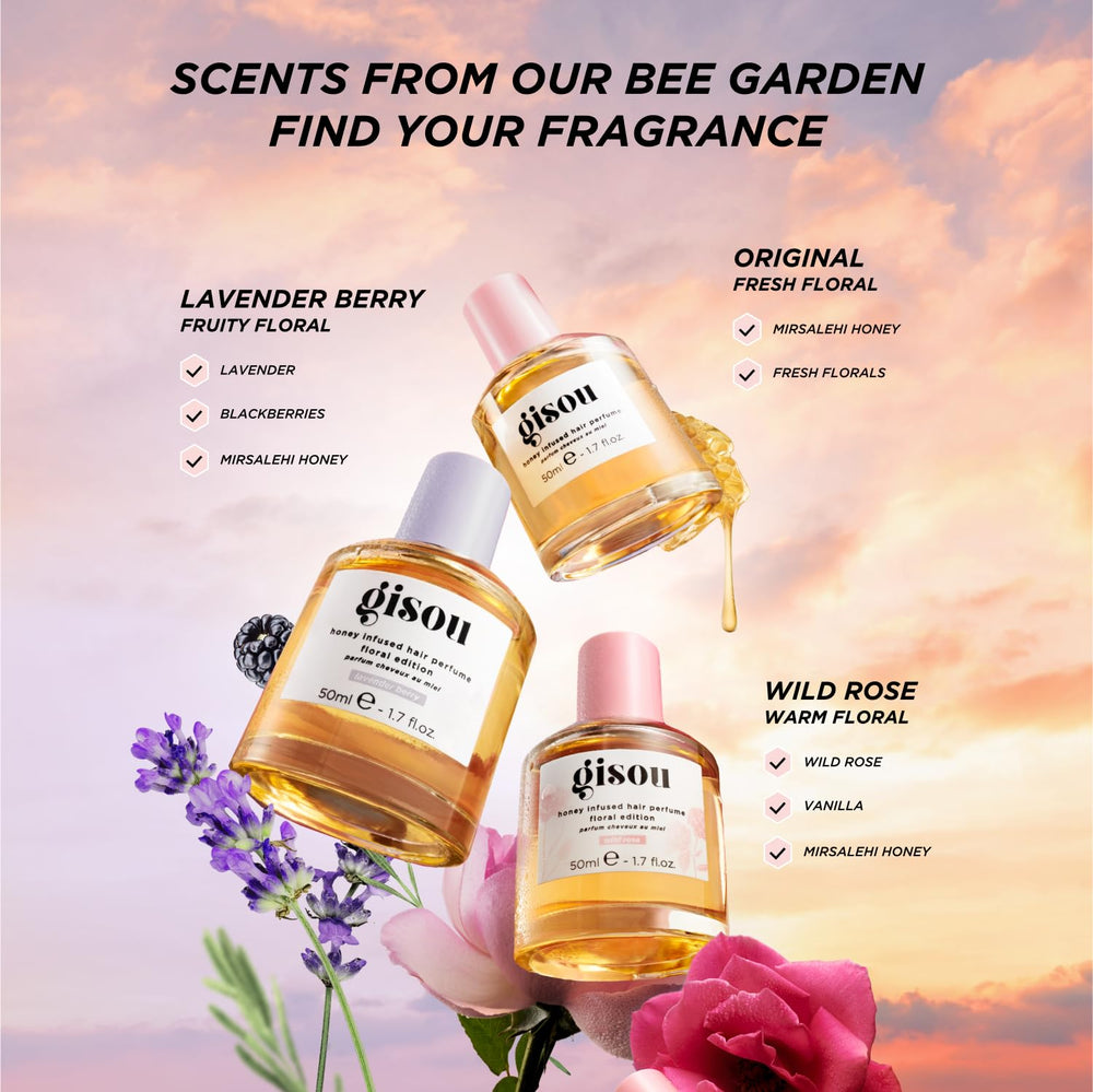 Gisou Honey Infused Hair Perfume Wild Rose packaging for gifting and travel