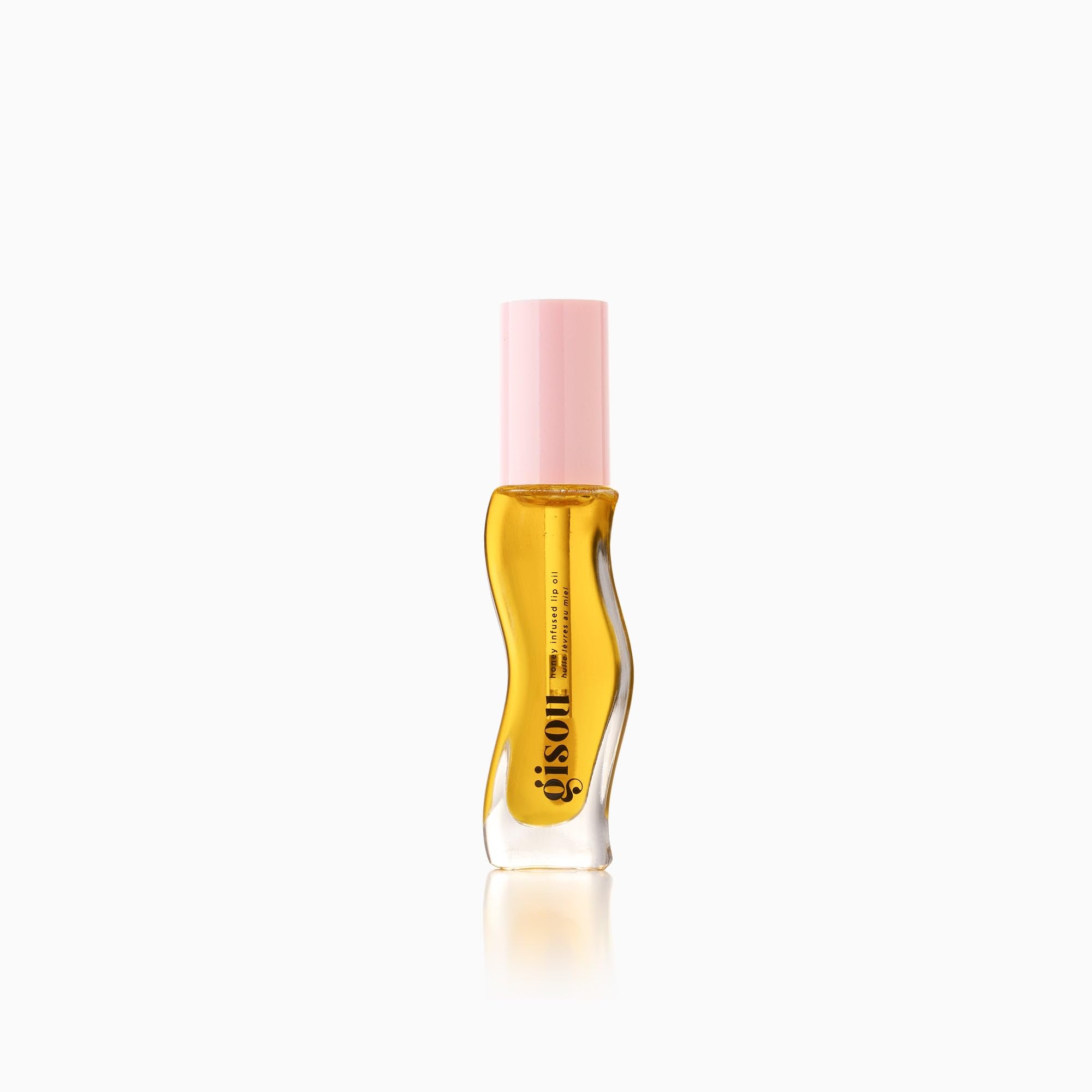 Gisou Lip Oil shade Watermelon Sugar on lips.