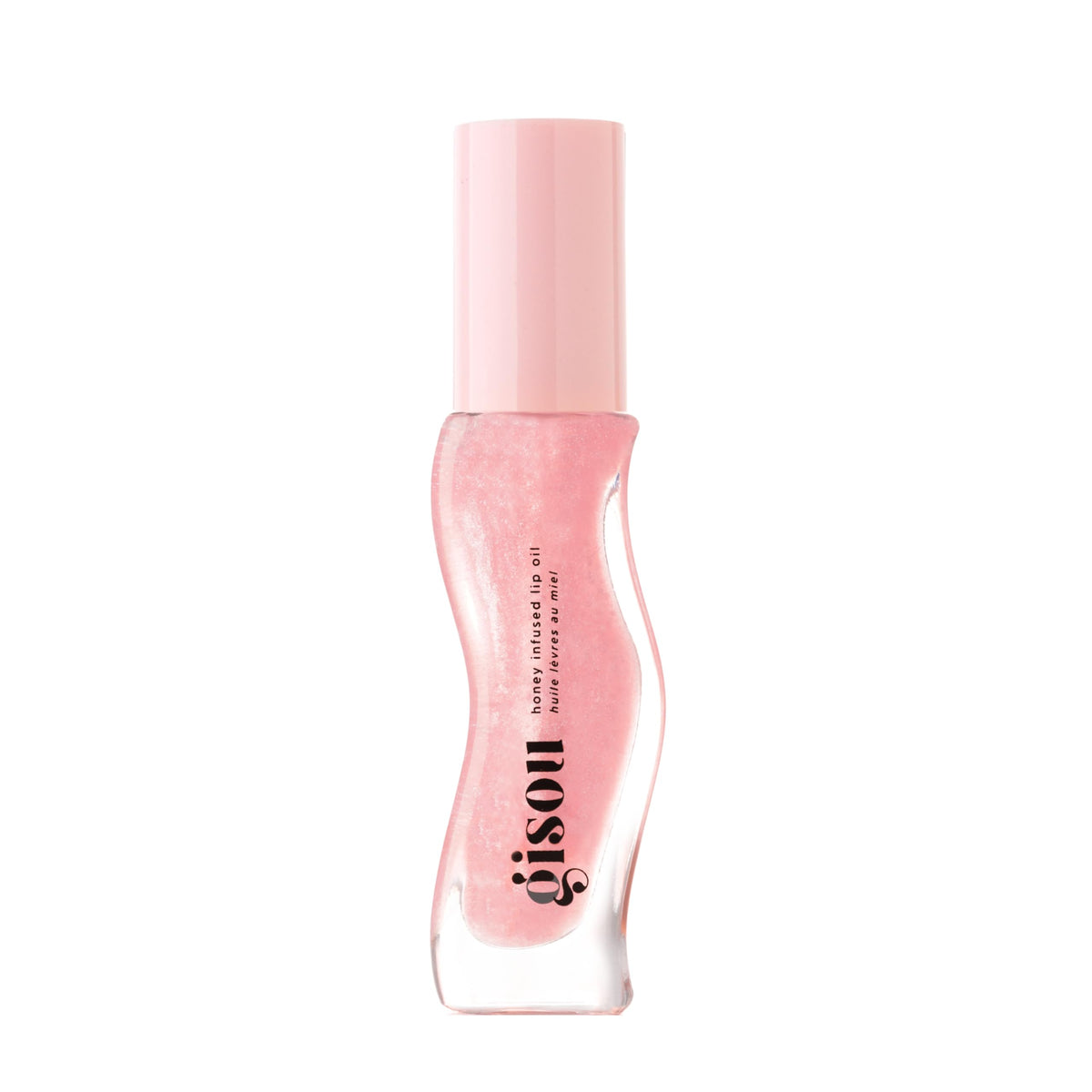 Gisou Honey Infused Lip Oil bottle close-up for intense hydration and glossy shine.