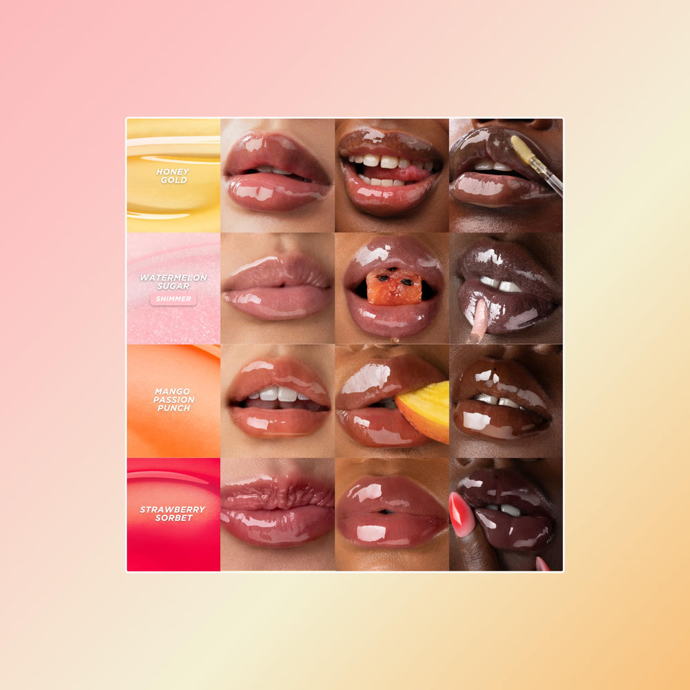 Gisou lip oil bottle with glossy finish and soft lips.