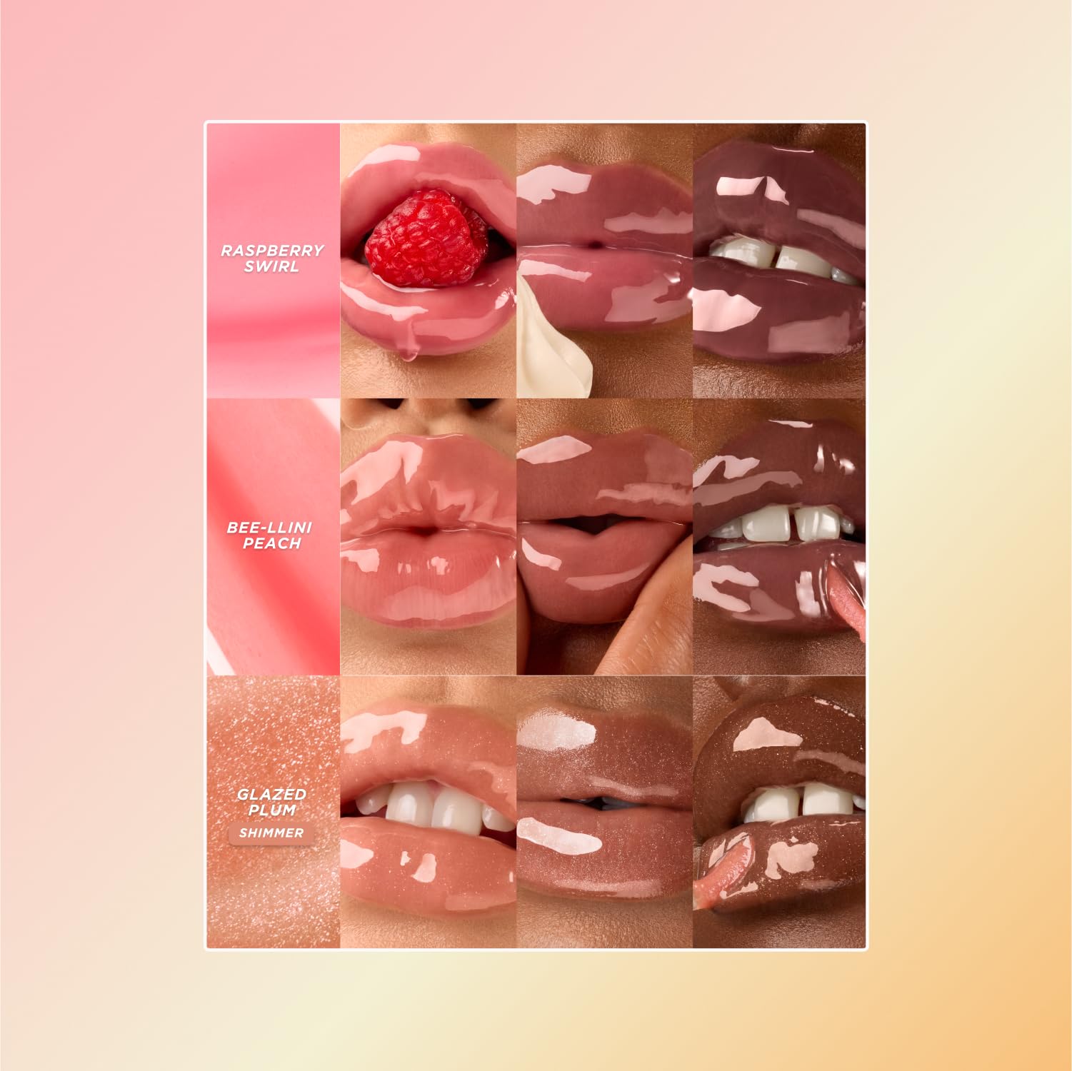 Gisou Glazed Plum closeup emphasizes silky texture and hydration.