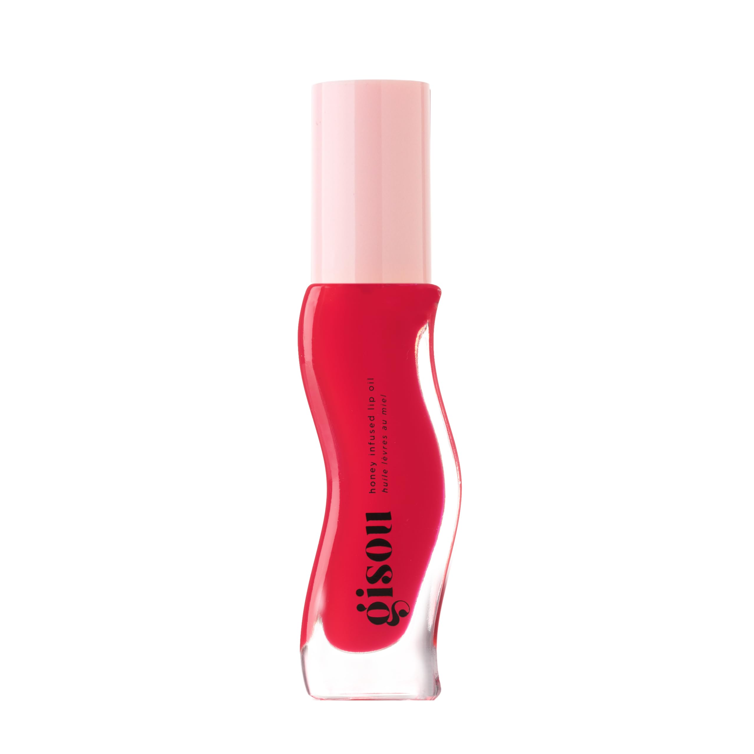 Gisou Honey Infused Lip Oil Strawberry Sorbet bottle for hydrating shine.
