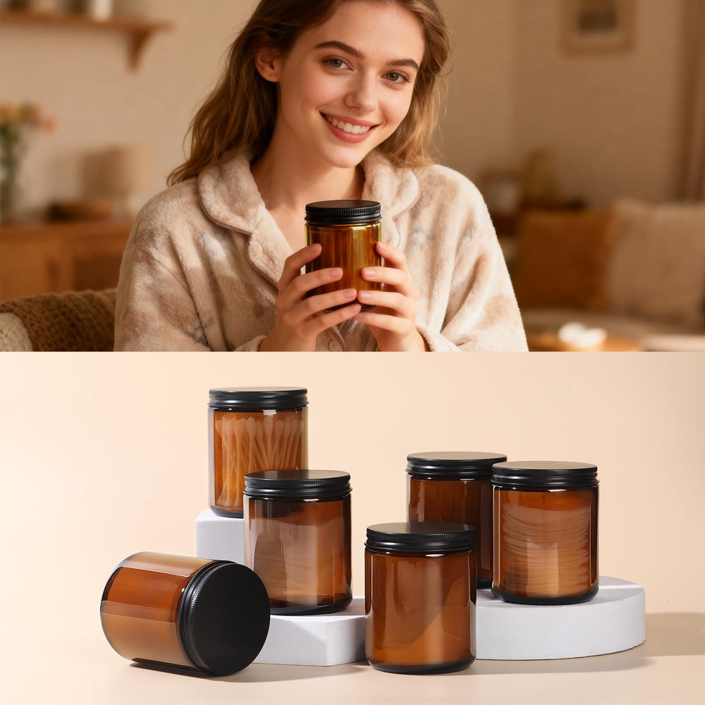 GIVAMEIHF 3-pack amber glass jars ready for DIY projects