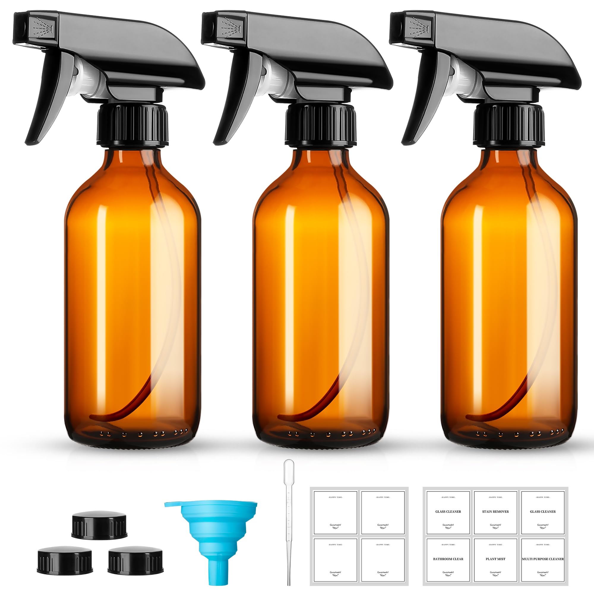 GIVAMEIHF amber glass spray bottle set of 8oz in a 3-pack for light-sensitive liquids