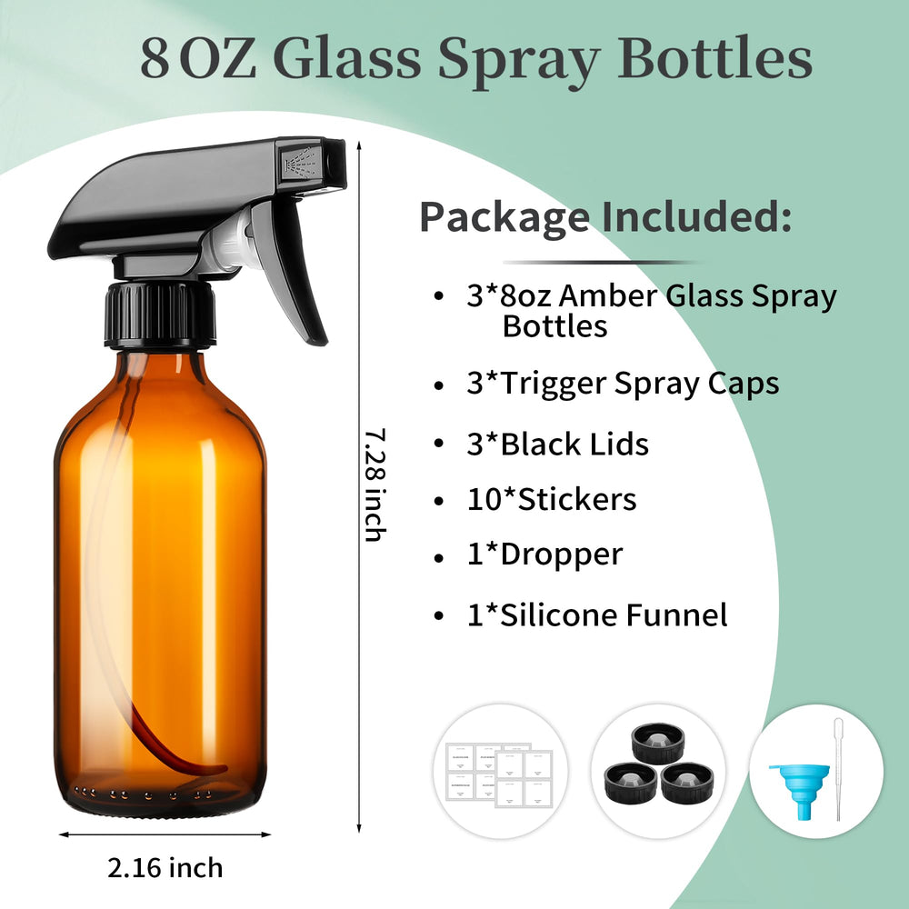 GIVAMEIHF amber glass bottle with adjustable nozzle for controlled spraying