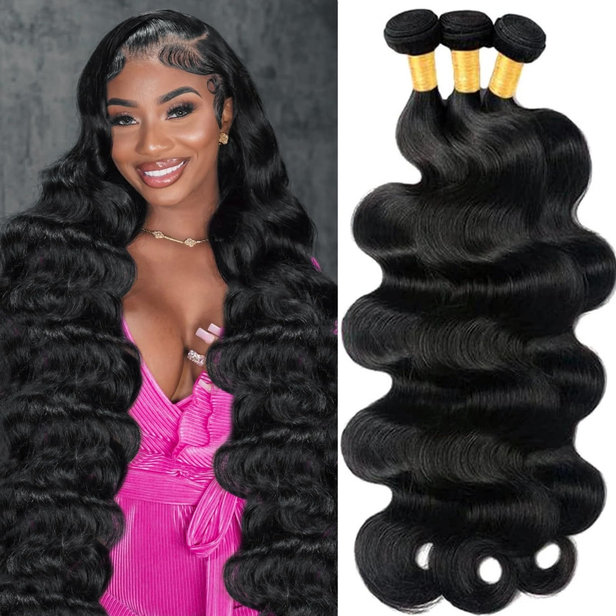 GIVEAMBW 12A Brazilian body wave 18in bundles for natural volume and styling versatility