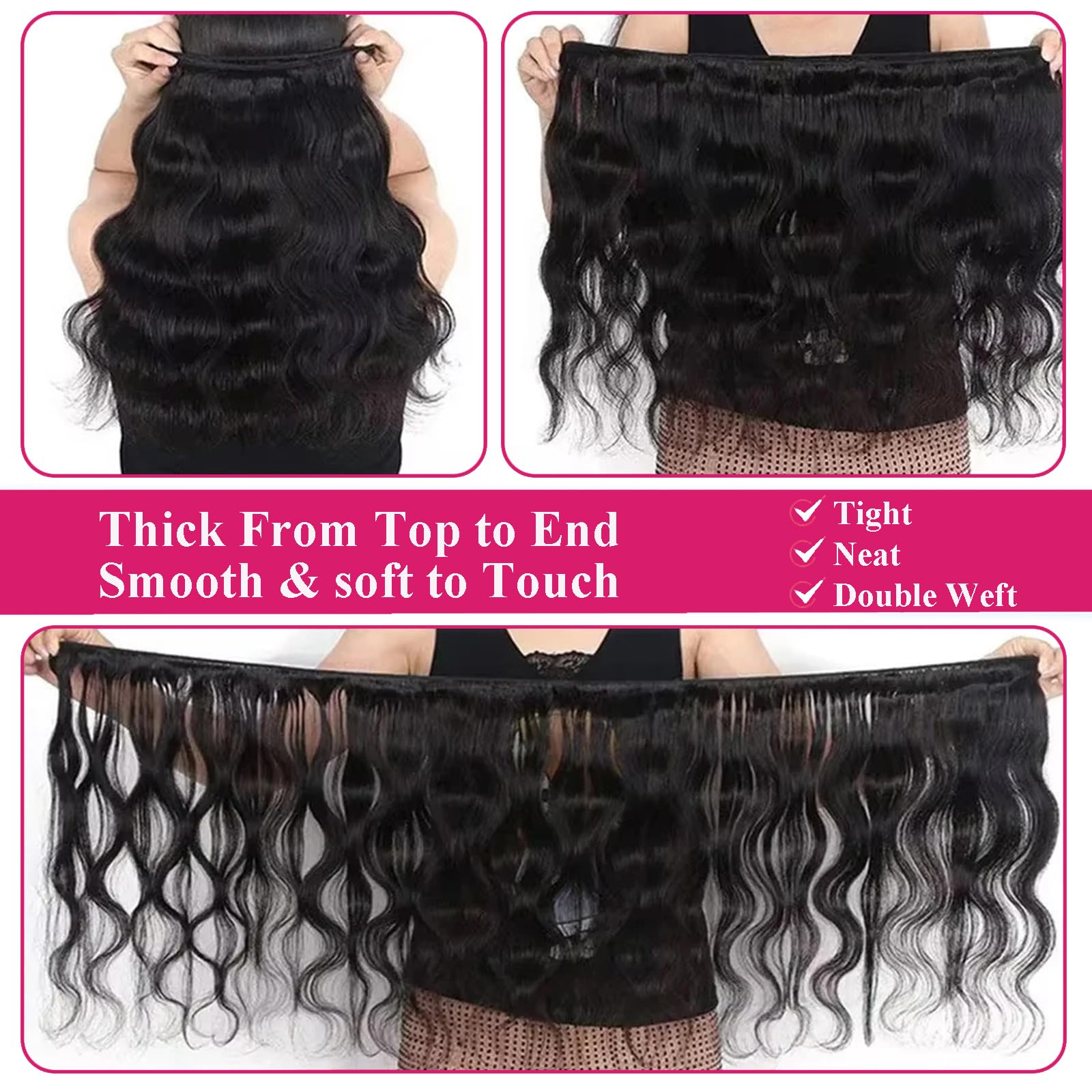 GIVEAMBW 3-pcs bundles pack weft highlighting easy installation and secure sewing
