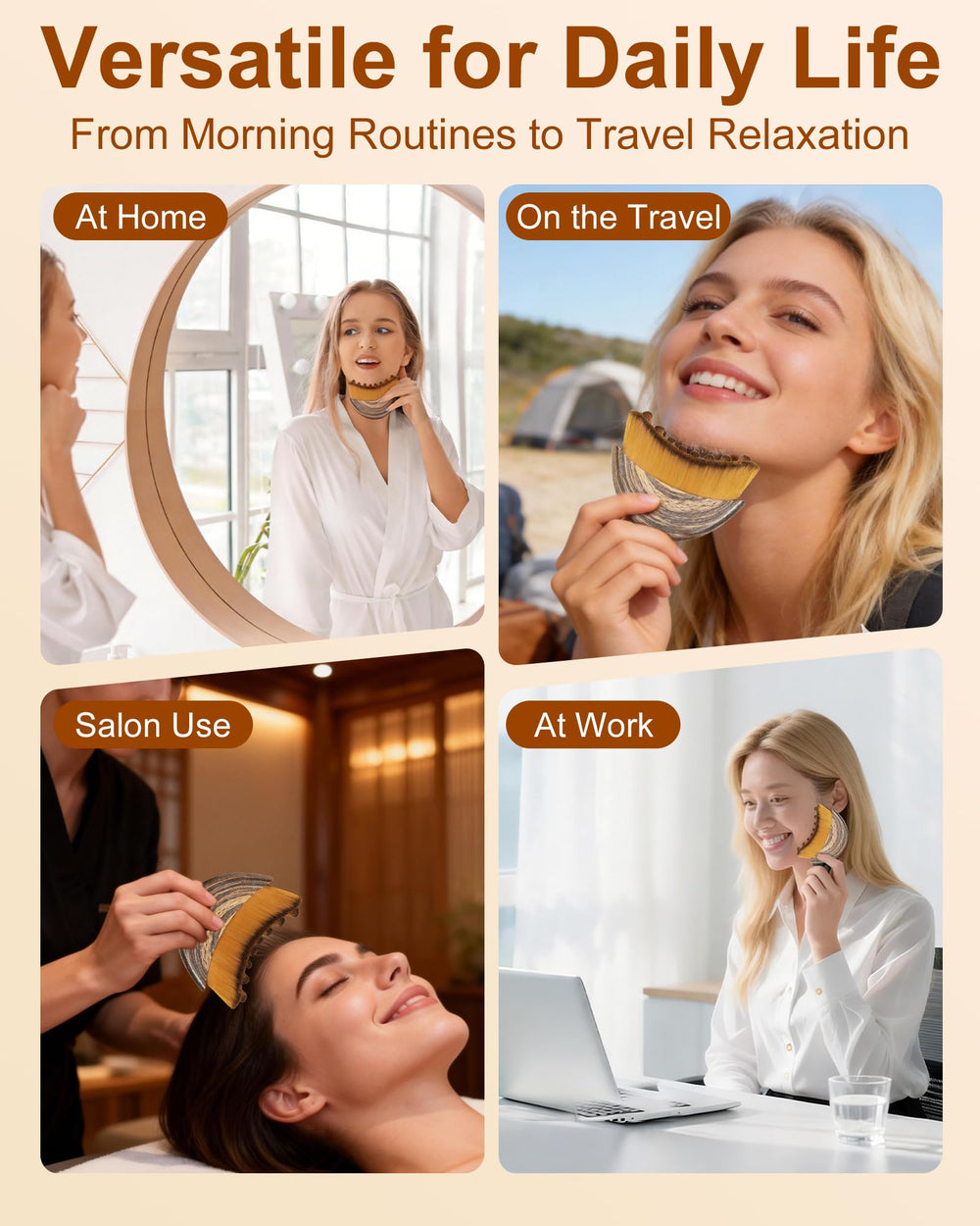 GIVTIQY brush in use for a quick daily massage at home or travel.