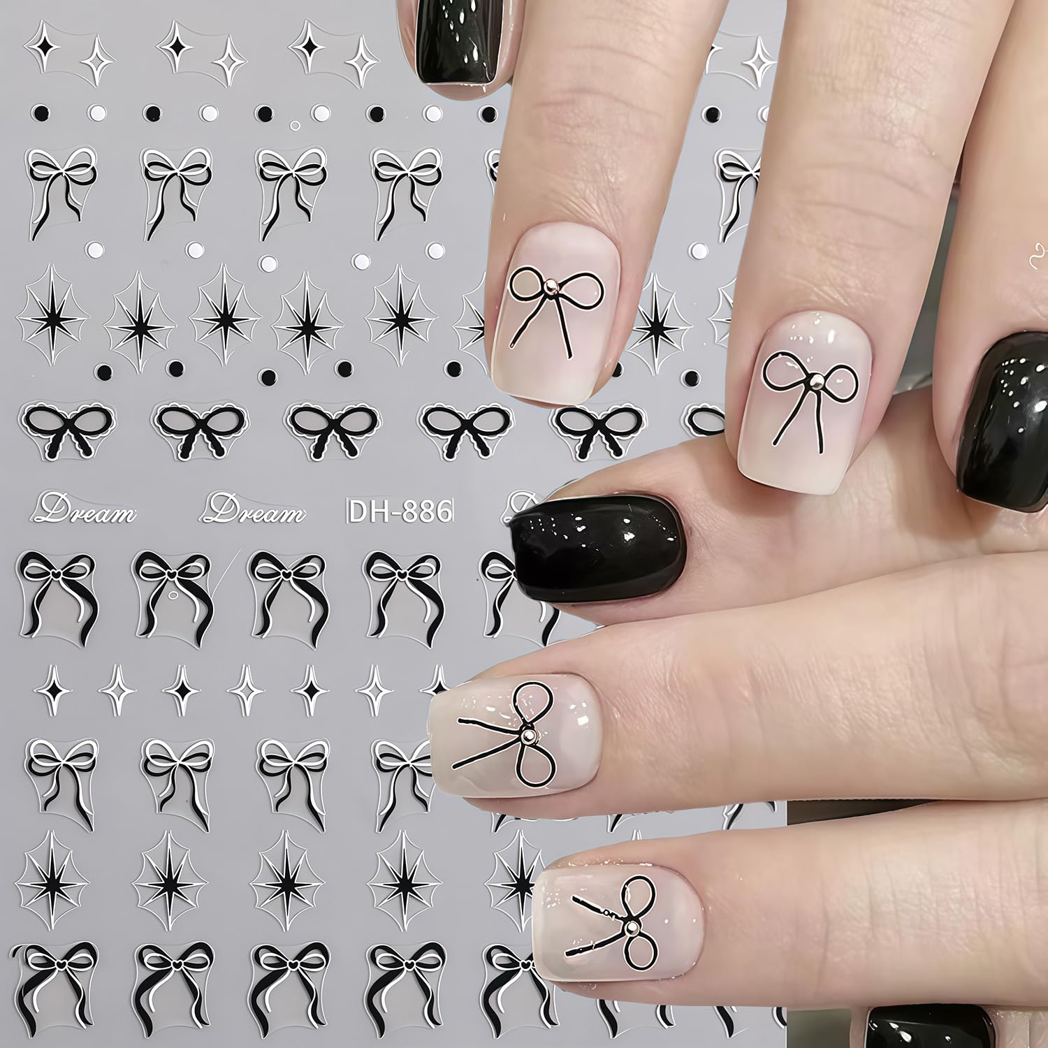 GJJBQTT pegatinas-uñas-diseño-lazo-casual aptas para uso profesional o doméstico.