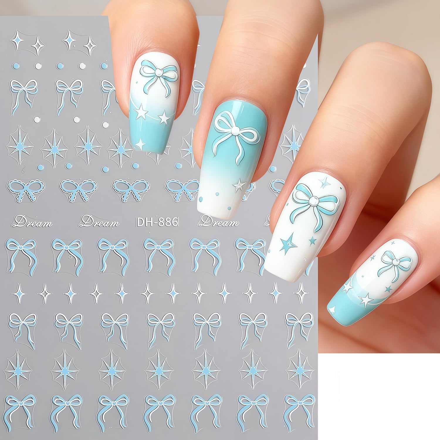 GJJBQTT pegatinas-uñas-lazo-estrellas-destellos ideal para looks festivos.