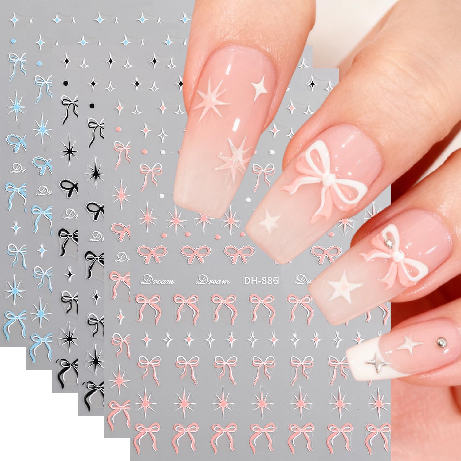 GJJBQTT pegatinas-uñas-lazo-san-valentín brillantes para decorar uñas con estilo.
