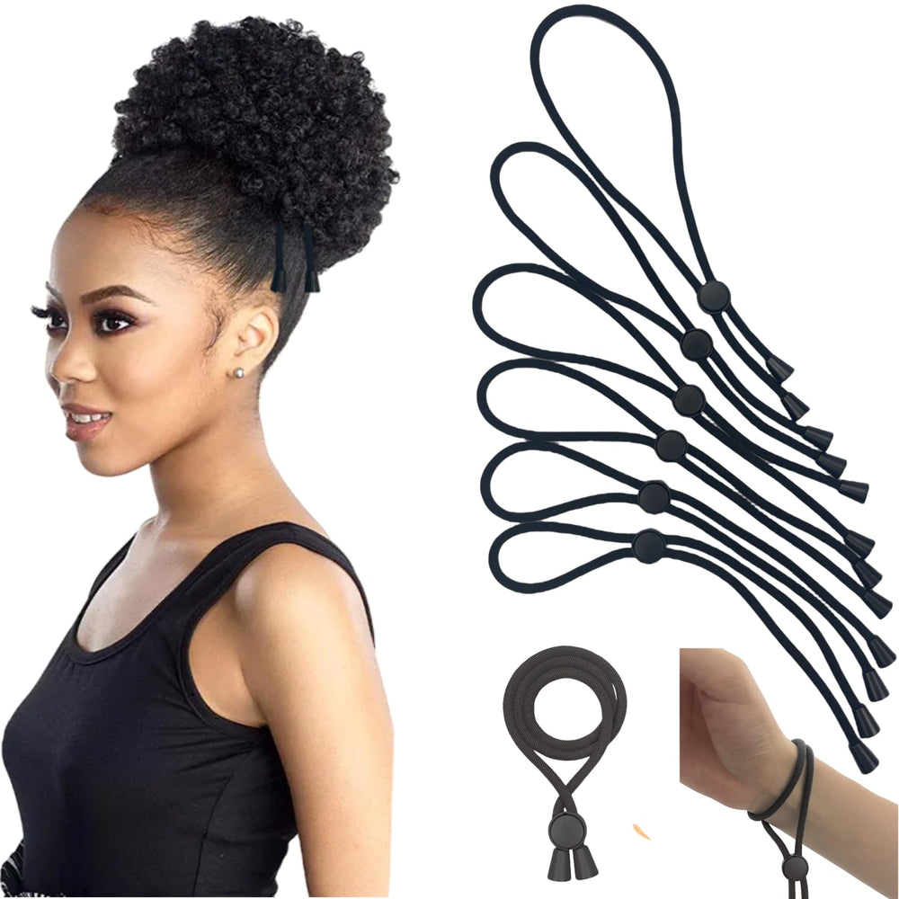 GJRR adjustable hair ties for Afro puff with gentle hold on thick curls.