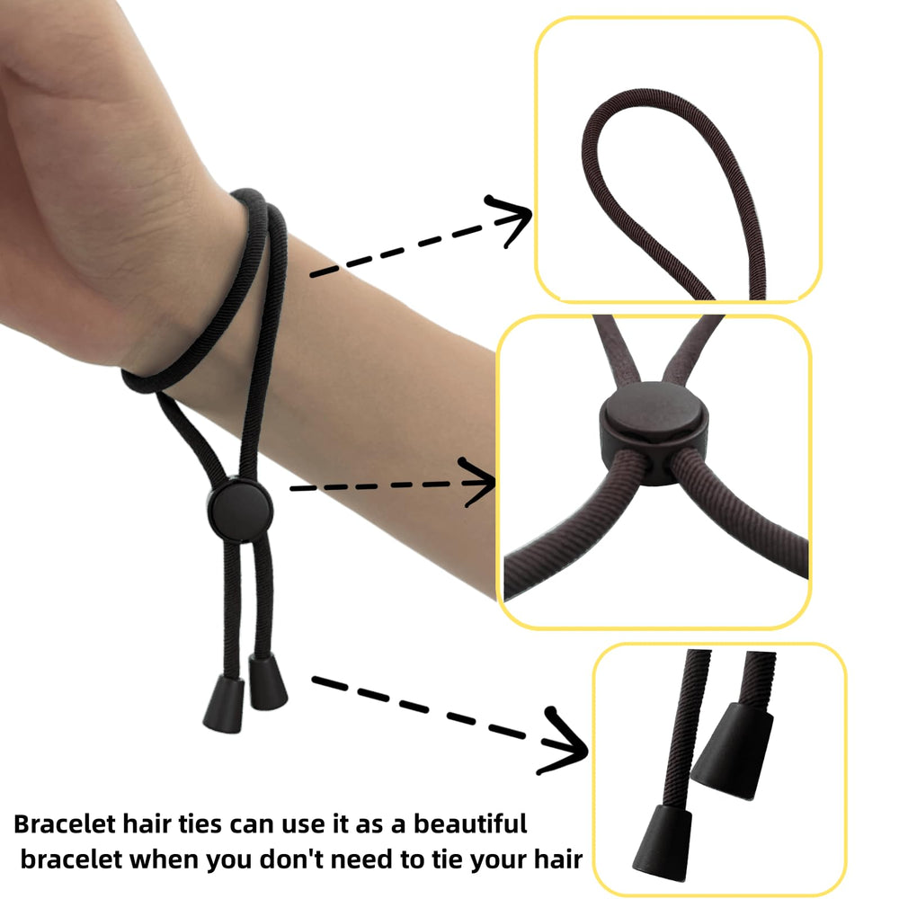 GJRR hair tie bracelet on wrist, stylish and ready for quick touch-ups.