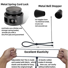 GJRR adjustable hair ties securing a high ponytail with cushioned grip.
