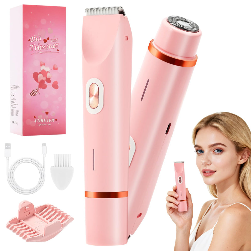 GJX 2-in-1 women electric shaver with dual head for smooth bikini and facial grooming