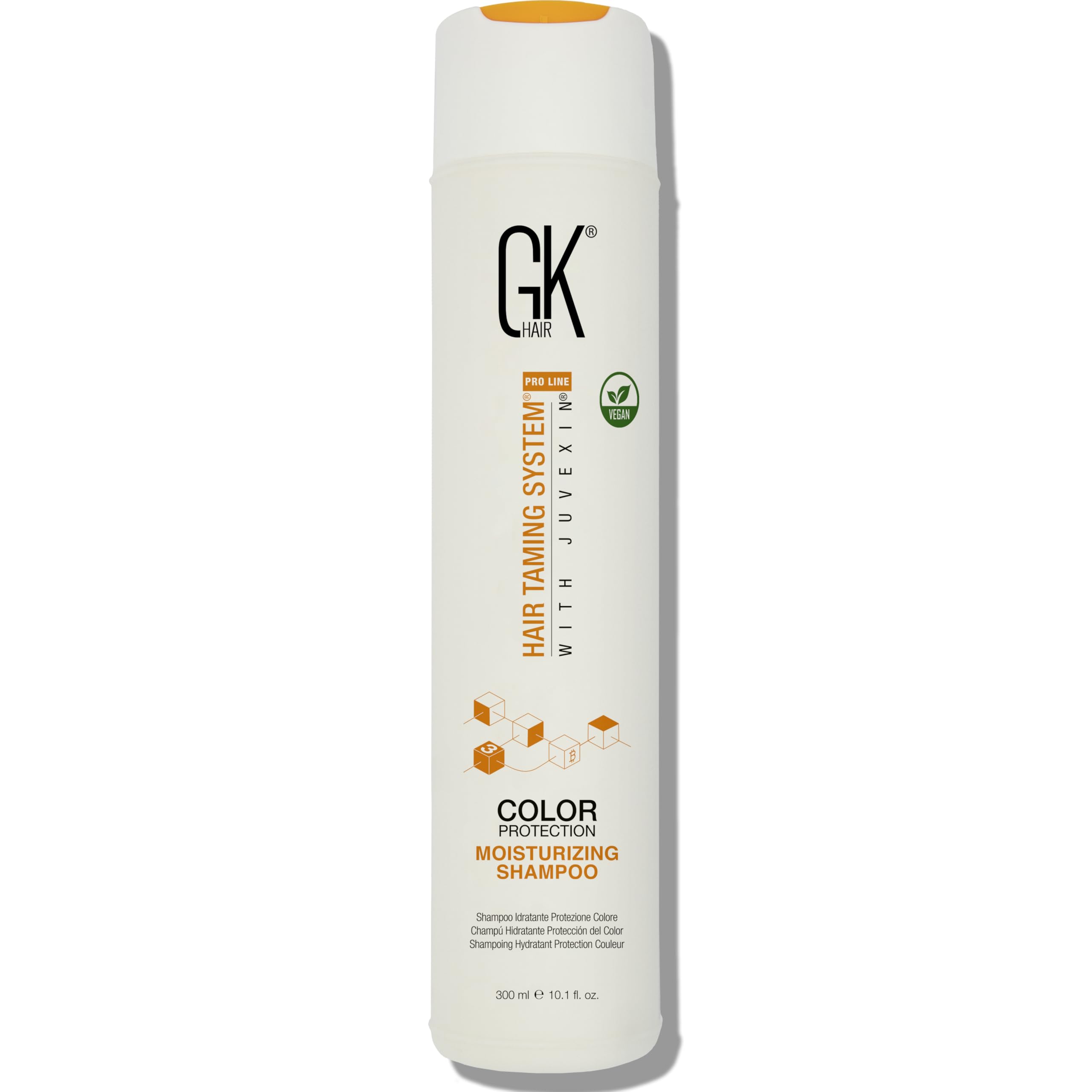 GK Hair Moisturizing Shampoo bottle with color protection for color-treated hair.