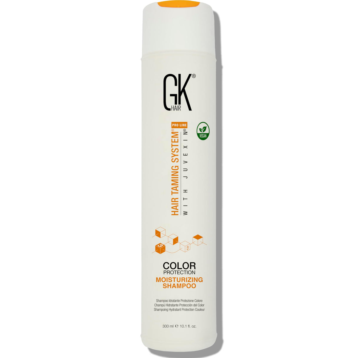 GK Hair Moisturizing Shampoo bottle with color protection for color-treated hair.