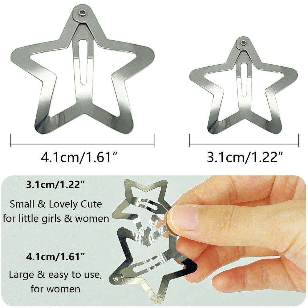 GKETN horquillas estrella plateadas 1,61 pulgadas, ideales para coletas y trenzas.
