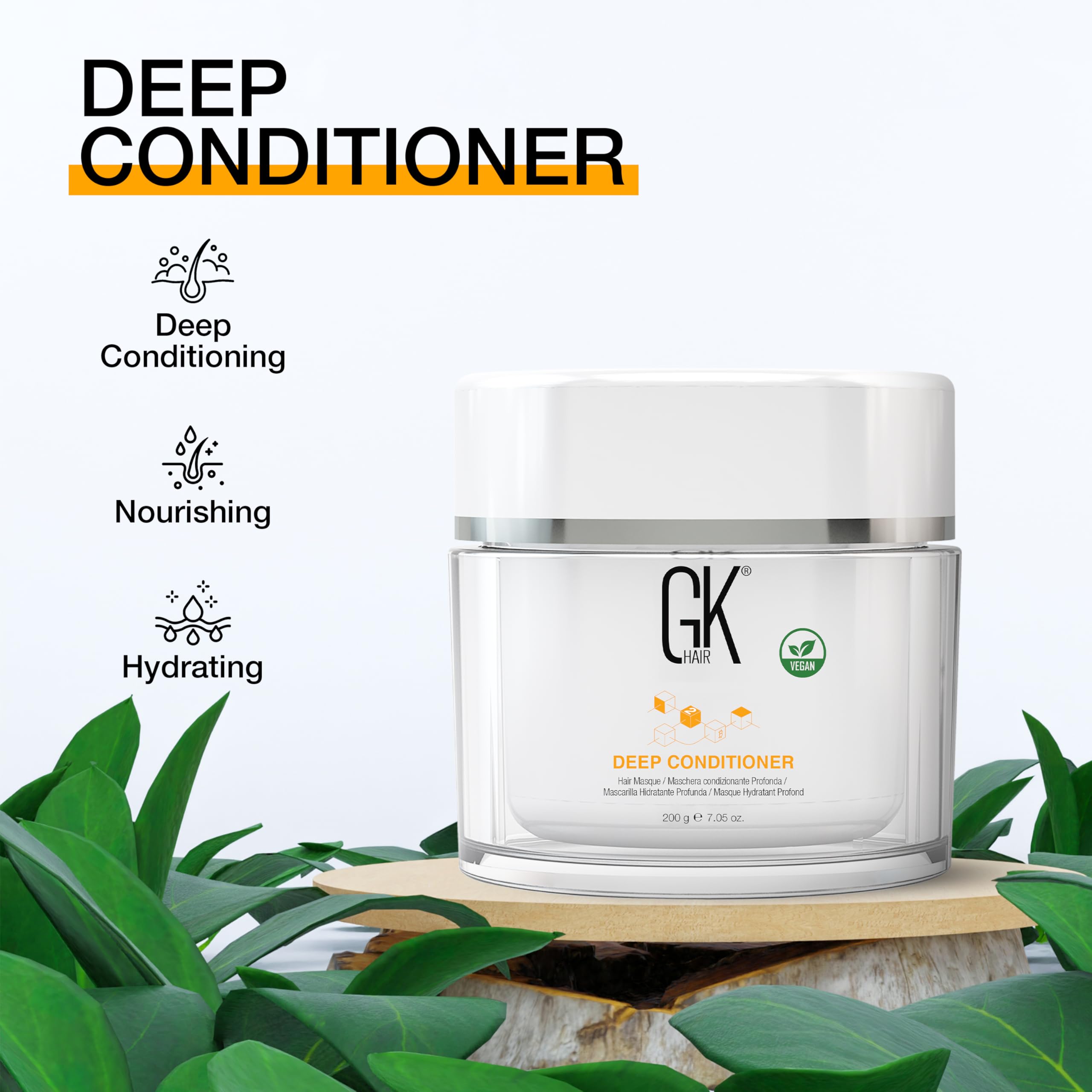 GK HAIR color treated hair moisture demonstration without heaviness.
