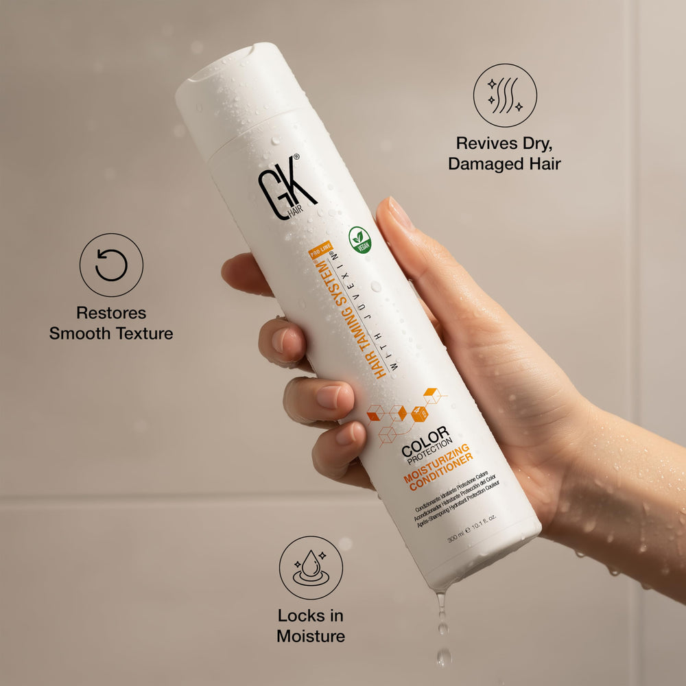 GK Hair hydration boost shot illustrating smooth roots to tips.
