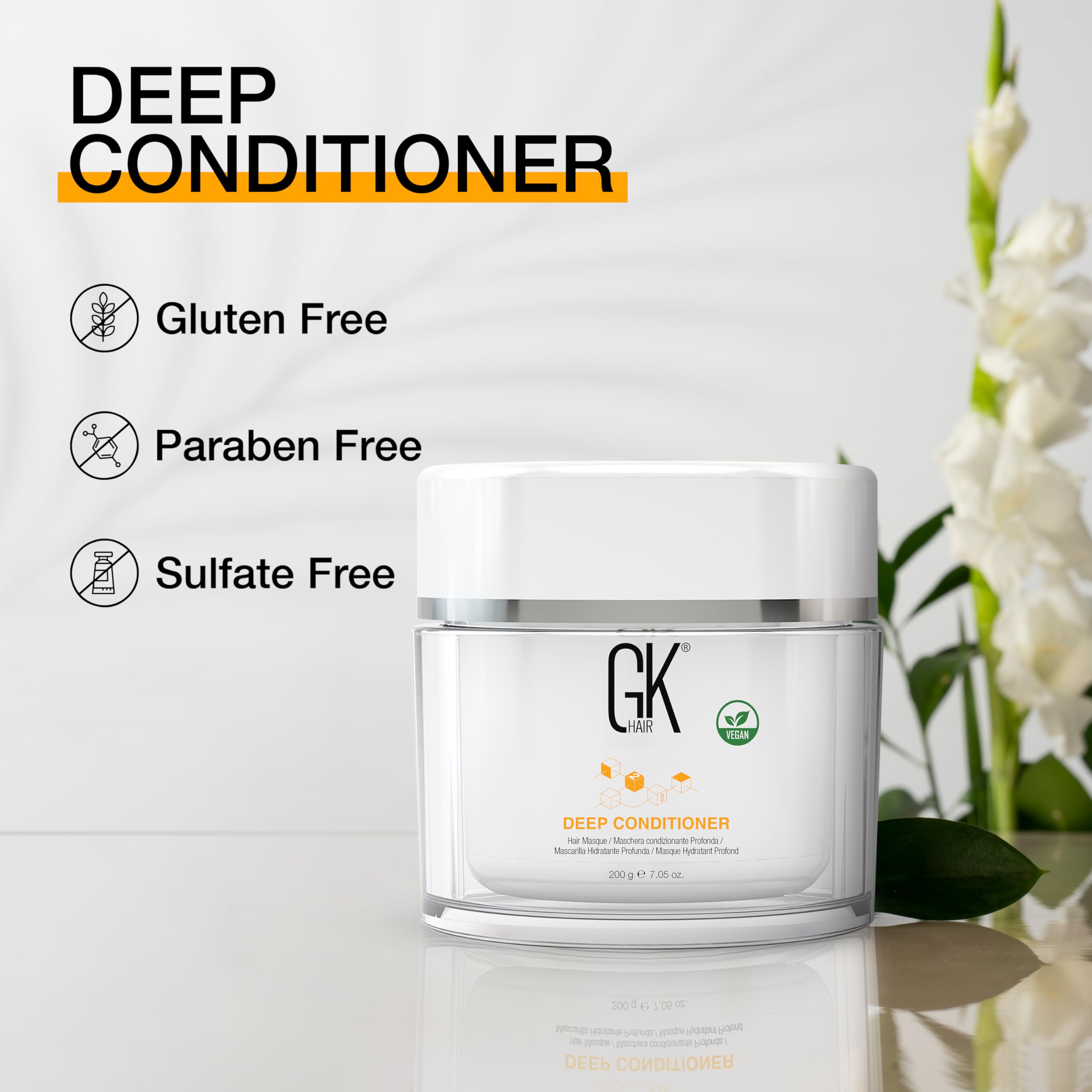 GK HAIR jar open swirl texture shows creamy consistency and rich hydration.