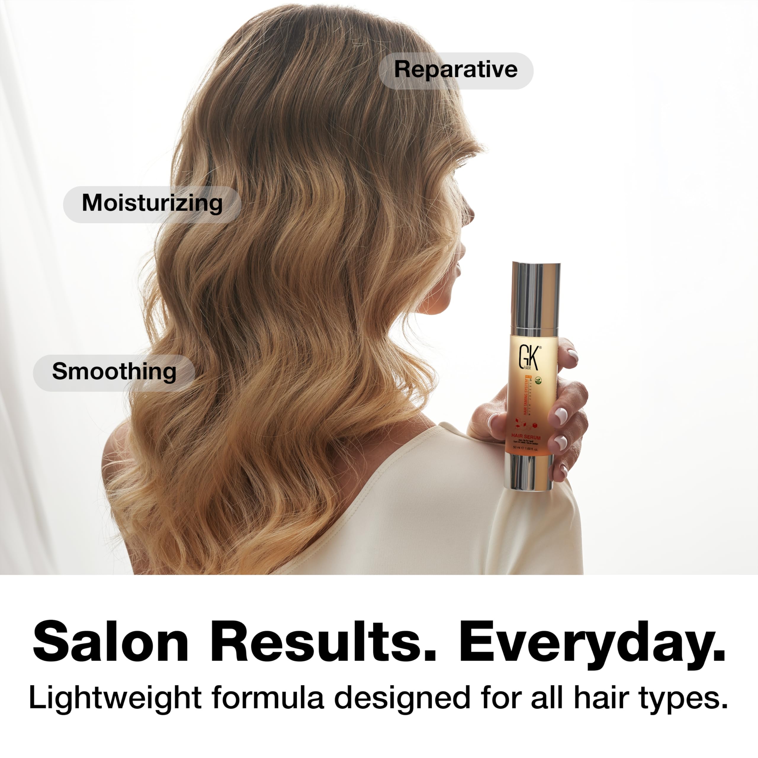 GK HAIR Oil delivers a silky, greaseless finish